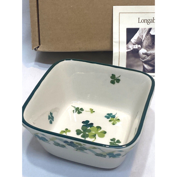 LONGABERGER “Lucky Twist Dish” with Shamrocks - New in Box - Picture 3 of 7